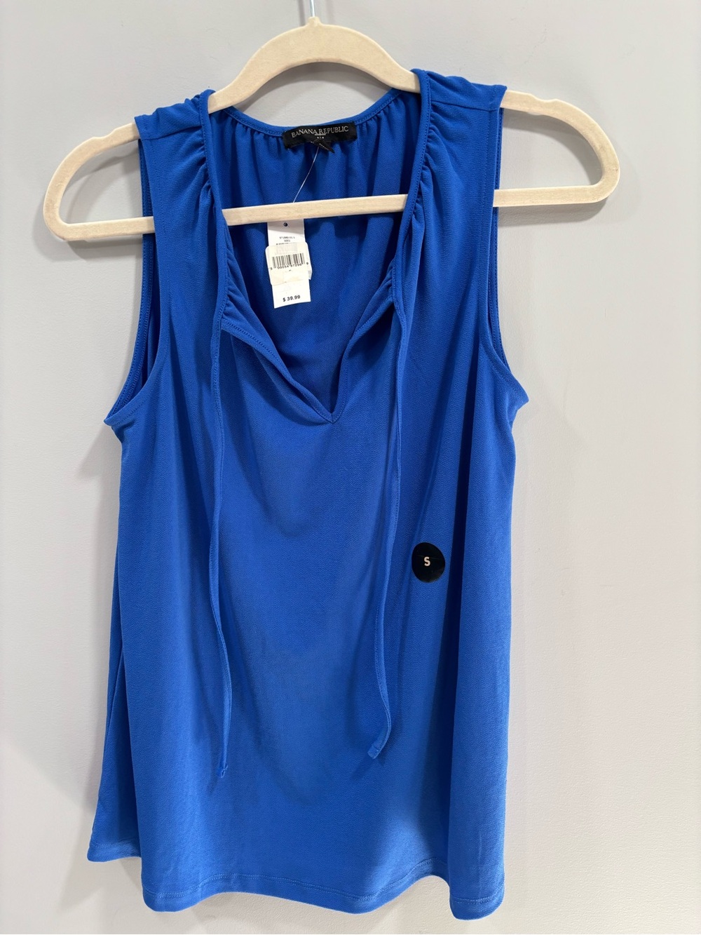 Banana Republic Royal Blue Sleeveless V-Neck Tank with Drawstring